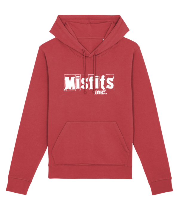 Red Misfits Inc Merch Hoodie White Logo Branding Artwork Graphics