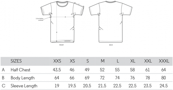 Size Guide T-Shirt