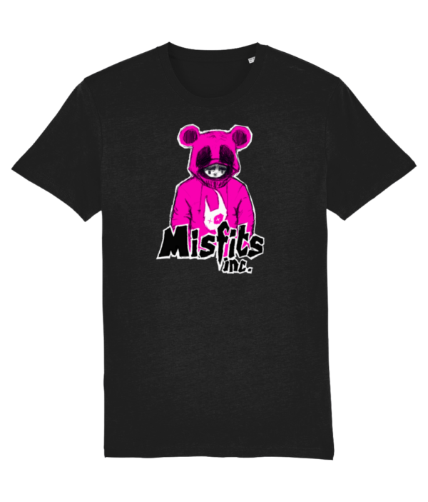 Black ‘Sugar Pop’ in Pink Panda T-Shirt – Organic Cotton – Misfits inc Black
